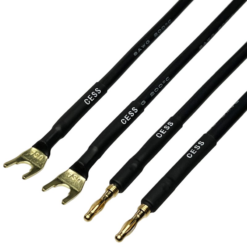 CNCESS CESS-027L HiFi Speaker Cable Jumpers Wire 6-inch - Spade Plug to Banana Plug Speaker Jumper Cable - 4 Pack (Large Fork) - Image 3